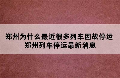 郑州为什么最近很多列车因故停运 郑州列车停运最新消息